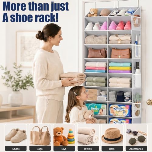 20-30 Pairs Over the Door Shoe Organizer with Side Mesh Pockets