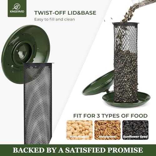 Kingsyard Wild Bird Feeders for Outdoors Hanging, All Metal