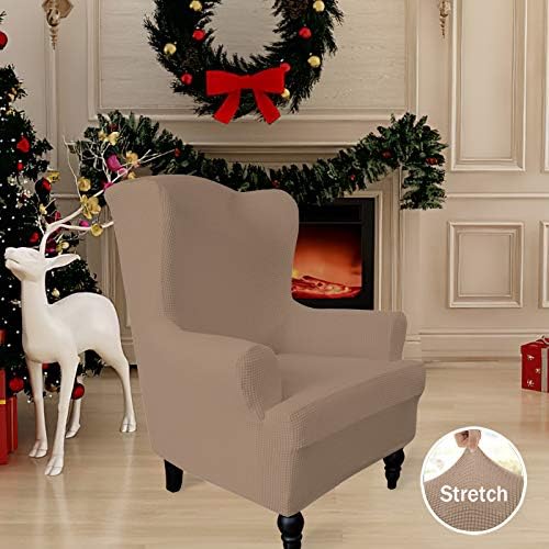 Easy-Going Stretch Wingback Chair Sofa Slipcover Camel