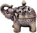 Hourwof Metal Elephant Incense Holder,Vintage Cone Coil Incense Burner with Lid,Ash Catcher,Aromatherapy Ornament Home Office Decor,Bronze