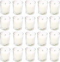 20 Pack Unscented White Clear Glass Filled Votive Candles | Soy Wax, Smokeless, Hand Poured Wax Candles Ideal for Aromatherapy, Spa, Weddings, Birthdays, Holidays & Party Decor