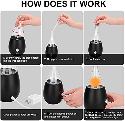 Lychee Essential Oil Diffuser Humidifiers, 7 Colors Light Setting, Quiet Diffuser, Small Aromatherapy Diffuser with Wood Grain Base for Home Bedroom Office Yoga Nice Gift
