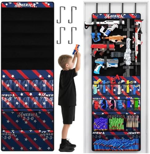 Mefirt Over Door Organizer for Nerf Guns, Hanging Toy Blasters Storage