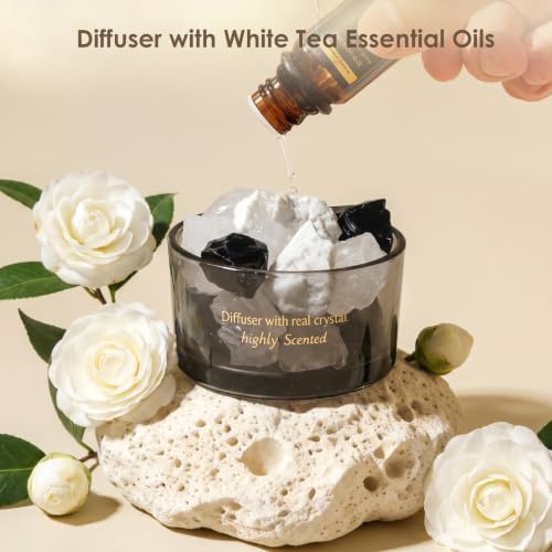 Crystal Stone Aroma Diffuser with Essential Oils for Home, Bathroom, Office, Home Decor & Fragrance 2 in 1, Chic Aromatherapy Gift Set