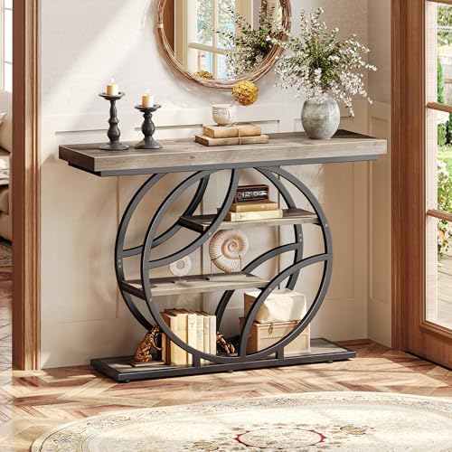 Huuger 41.3 Inch Entryway Table, Console Table with Shelves, Sofa Table
