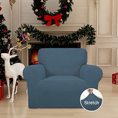 Easy-Going Stretch Chair Slipcover with Arm Washable Bluestone