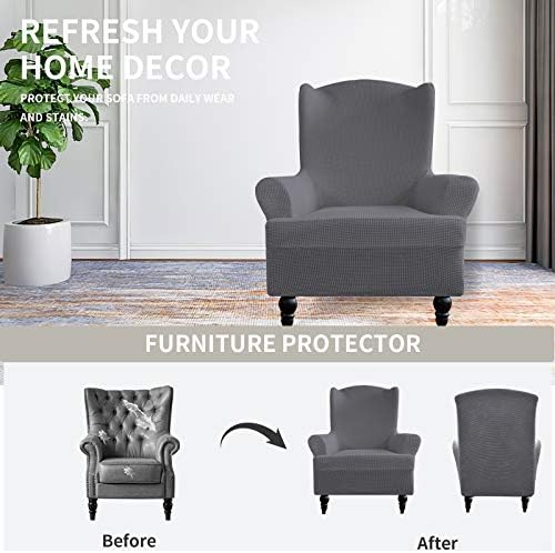 Easy-Going Stretch Wingback Chair Sofa Slipcover Gray
