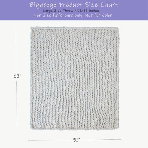 Bigacogo Chunky Knit Throw Blanket for Couch, 51x63 inches, Slate Gray