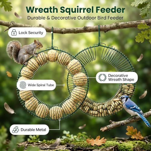 ROSSGO Pack of 2 Peanut Bird Feeder, Outdoor Peanut Wreath Bird Feeder