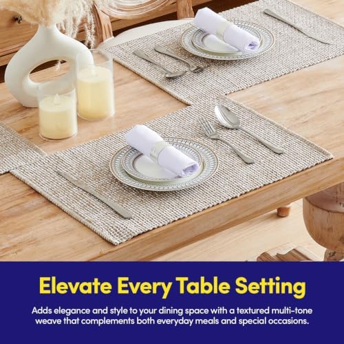 Sweet Home Collection 100% Cotton Placemats for Dining Room Rectangle Two Tone Woven Fabric 13" x 19" Soft Durable Table Mat Set, Set of 4, Taupe