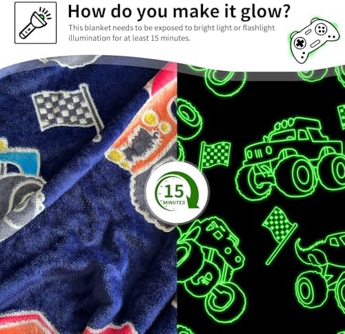 TEHALK Monster Truck Blanket for Boys/Girls/Kids/Toddler/Baby, Monster Truck Toys for Boys Age 3-12, Car Blanket for Birthday/Unique Gifts 40"x 60"