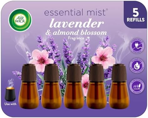 Air Wick Essential Mist Diffuser Oil Refill, Lavender & Almond Blossom, 5Ct