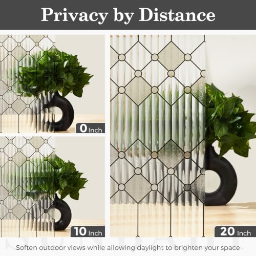 Sunbaby Reeded Glass Window Privacy Film, Frosted Static Cling,45"x157.4"