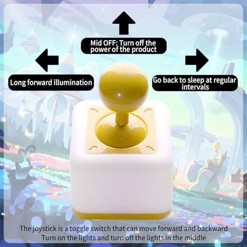 Rocker Night Light Lamp, 2-Speed Timer Bedside Lamp Rechargeable USB LED Companion Light with Joystick Design, DIY Emoji Stickers, 30-Minute Timer, Side Table Light for Bedroom (Yellow)