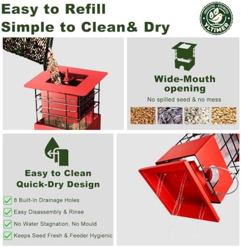 Squirrel Proof Bird Feeder,3.5Lb,4 Ports,Weight Activated,Easy Refill