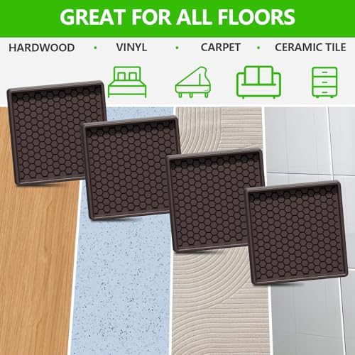 Non Slip Furniture Pads Square, 3" 8PCS Furniture Coasters for Wood Floors
