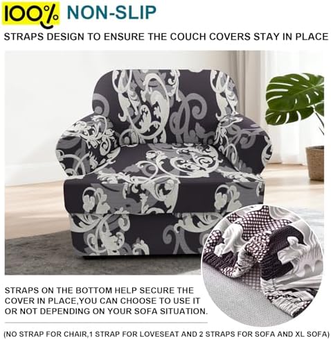 NILUOH 2-Piece T-Cushion Armchair Slipcover, Stretch Chair Cover with Separate Seat Cushion Cover, Soft Washable Furniture Protector for Living Room