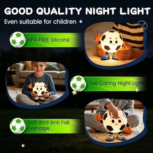 YR YRHH-PET Positive Soccer Night Light, Boy Sports Lamp, Cute Room Décor