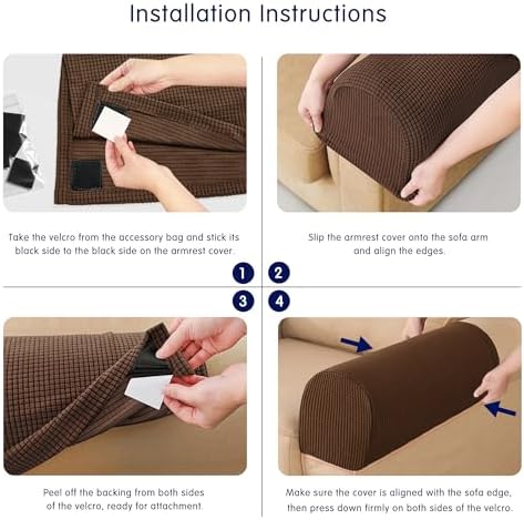 SUBRTEX Stretch Couch Arm Covers Set of 2, Non-Slip Sofa Armrest Slipcovers