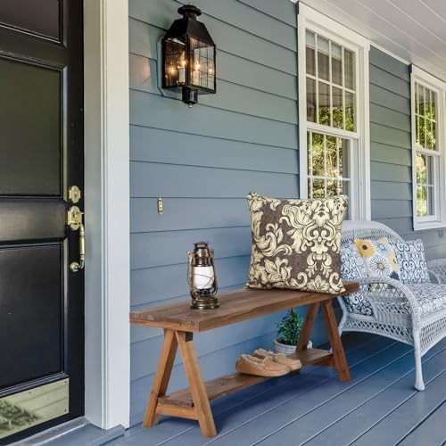 Wnutrees 43" Farmhouse Solid Wood Bench, Rustic Indoor Storage Bench