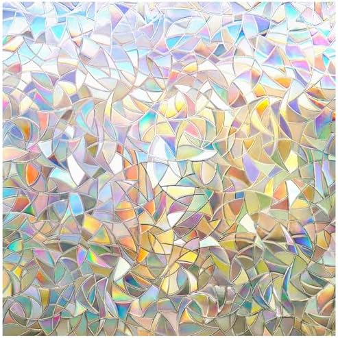 rabbitgoo Rainbow Window Privacy Film, Stained Glass Cling, 11.8" x 157.4"