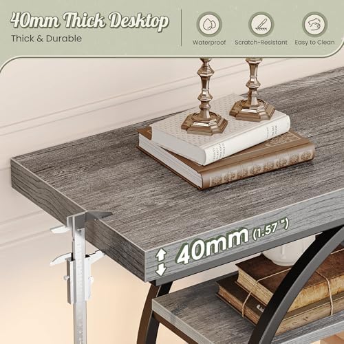 Huuger 41.3 Inch Entryway Table, Console Table with Shelves, Sofa Table