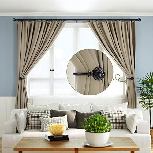 KAMANINA Decorative Curtain Drapery Holdbacks, Wall Mounted, 2 Pack Black