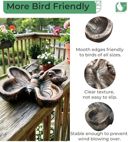 Resin Ground Bird Feeder, Butterfly Bird Feeder Tray
