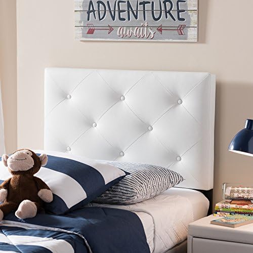 Baxton Studio Benoit Modern and Contemporary White Faux Leather Upholstered Headboard, Twin