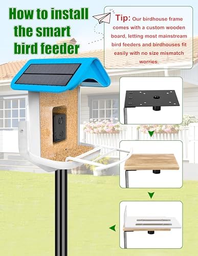 XDW-GIFTS Bird House Pole, 1 Pack 76 Inch Metal Bird Feeder Pole for Outdoor, with 5-Prong Heavy Duty Base for Birdhouse Mounting, Weather Station