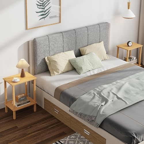 TUTOTAK End Table, Side Table, Nightstand, 2-Tier Storage Shelf
