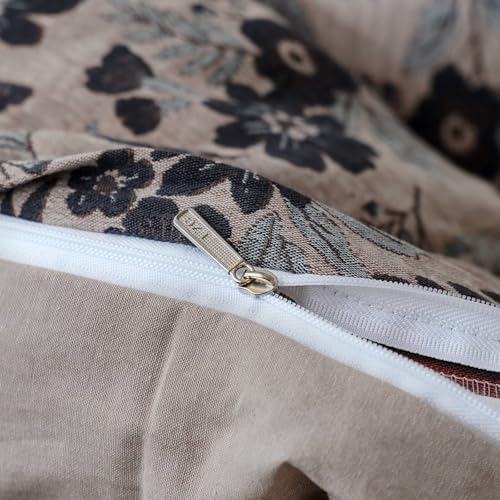 BuLuTu Vintage Muslin Duvet Cover Set Full, 100% Cotton Linen Like Comforter Cover Boho Floral Quilt Cover with 2 Pillowcases, 80"x90", Soft Breathable Bedding Set, Zipper & Corner Ties