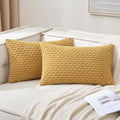 MIULEE Lumbar Decorative Throw Pillow Covers 12x20 Gold Textured Corduroy