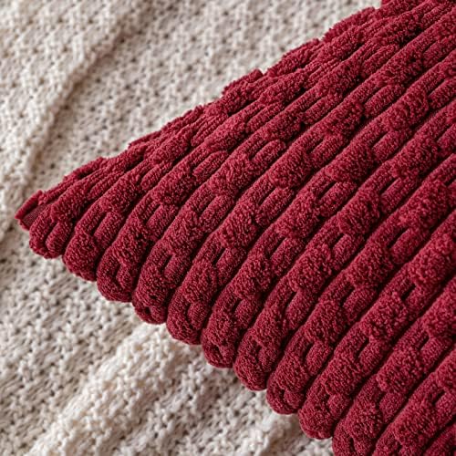 MIULEE Christmas Decorative Throw Pillow Covers 18x18 Burgundy Textured