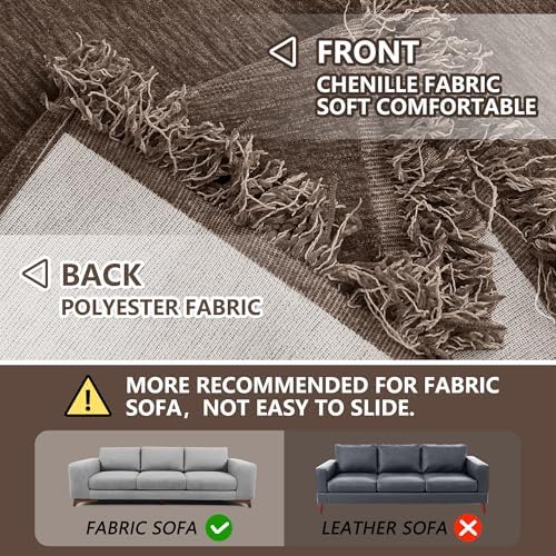MEETSKY Couch Covers Sofa Slipcover Couch Protector Covers Universal Fit for Couch 2 Seat Thick Washable Modern Decor for Living Room, 91" x 118", Dark Chocolate