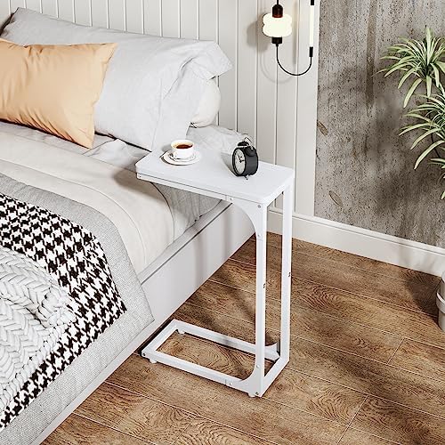 QEEIG Narrow C Table Side Tables Set of 2 (7.1" Width, White)