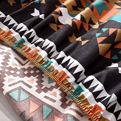 Bedding Fitted Sheet with Deep Pocket,Thicken Printed Fabric Bed Sheets (Brown(Boho), King)