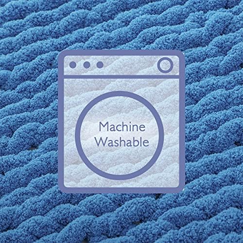 Bigacogo Chunky Knit Throw Blanket for Couch, 40x60 inches, Bright Blue