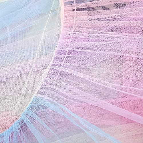 Rainbow Bed Canopy with Lights - Girls Room Bed Netting for Twin, Single, Full, Queen Size Beds - Reading Corners Room Décor