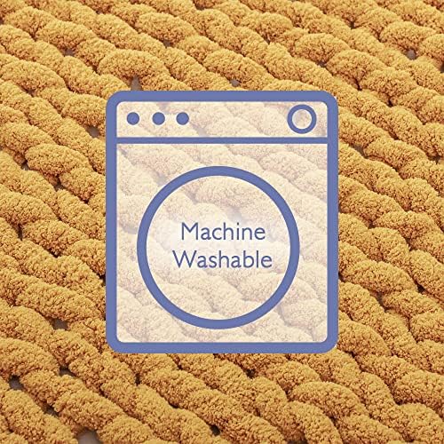Bigacogo Chunky Knit Throw Blanket for Couch, 51x63 inches, Mustard Yellow