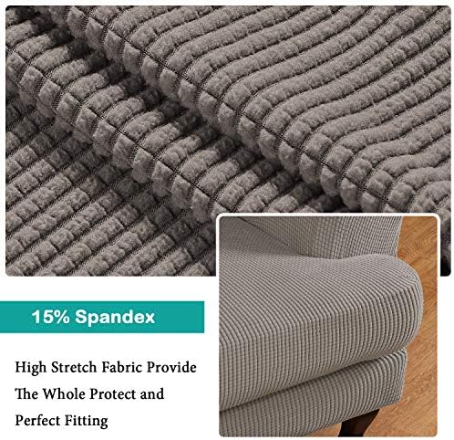 Turquoize Wingback Chair Covers 2 Piece Wing Chair Slipcover Stretch Slipcovers for Wingback Chairs Wing Chair Cover Spandex Jacquard Fabric with Elastic Bottom Non-Slip Furniture Cover, Taupe