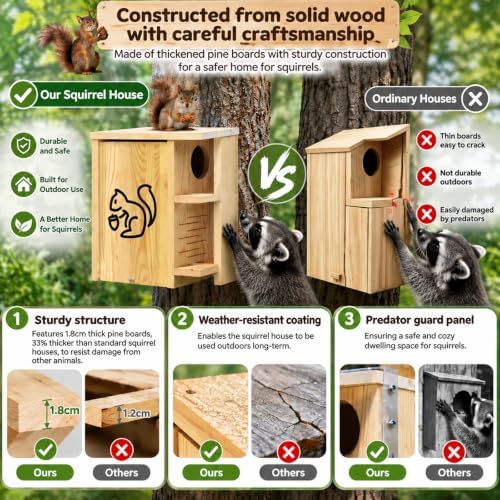 Widened Large Wooden Squirrel House Outdoor