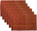 Sweet Home Collection 100% Cotton Placemats for Dining Room Rectangle Two Tone Woven Fabric 13" x 19" Soft Durable Table Mat Set, Set of 6, Rust