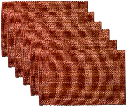 Sweet Home Collection 100% Cotton Placemats for Dining Room Rectangle Two Tone Woven Fabric 13" x 19" Soft Durable Table Mat Set, Set of 6, Rust