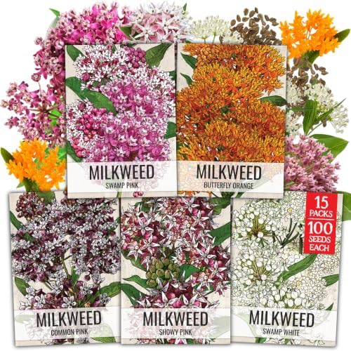 Seed Needs Milkweed Seeds Variety Pack of 15 Perennial Flowers for Monarchs
