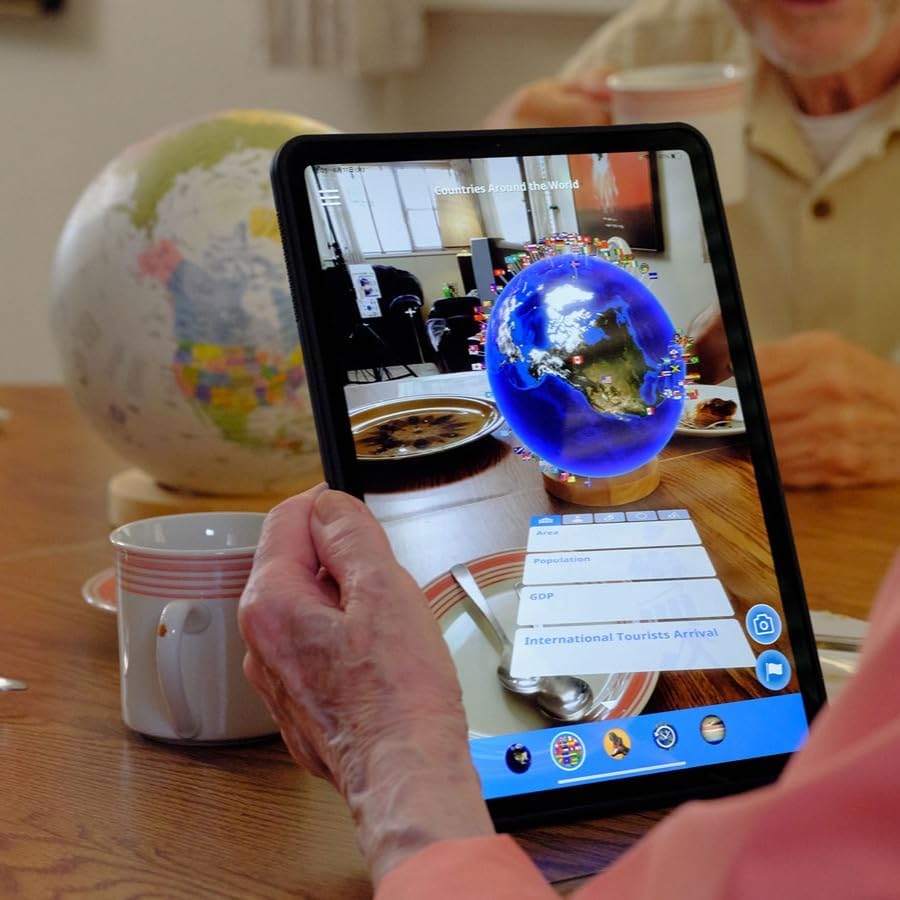 Hobonichi Earth Ball Journey, A full-scale globe type earth ball that separates the countries of the world. When you place the app, you can see the world information, Diameter 7.9 inches (20 cm), Made in Japan, Ivory