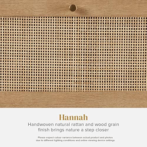mopio Hannah Floating Nightstand, Natural Rattan Farmhouse Boho Wall Mounted Space Saving Bedside Tables, Nightstands, Drawer with Spacious Storage, for Bedroom, Living (Single)