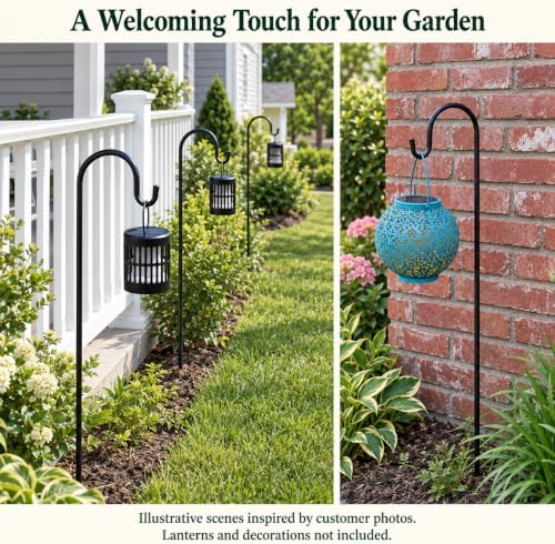 Ottsuls Bird Feeder Pole, 45 INCH Heavy Duty Shepherds Hooks for Outdoor with 5 Prong Base, Adjustable Stand Hanger for Garden Plant, Hummingbird Feeder, Lantern, Hanging Wedding Decor (1 Pack)