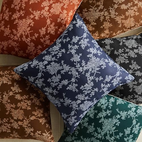 100% Cotton French Pastoral Throw Pillow Covers Set of 2, 24x24 Inch Background/Terracota Farmhouse Decorative Cushion Covers for Sofa Bed Living Room Home Decor
