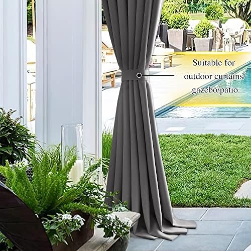 NICETOWN Strong Magnetic Curtain Tiebacks - Natural Decorative Curtain Ties Wide Straps Holdbacks for Modern Curtains (Grey, 18.5 X 4 Inches, Set of 4)